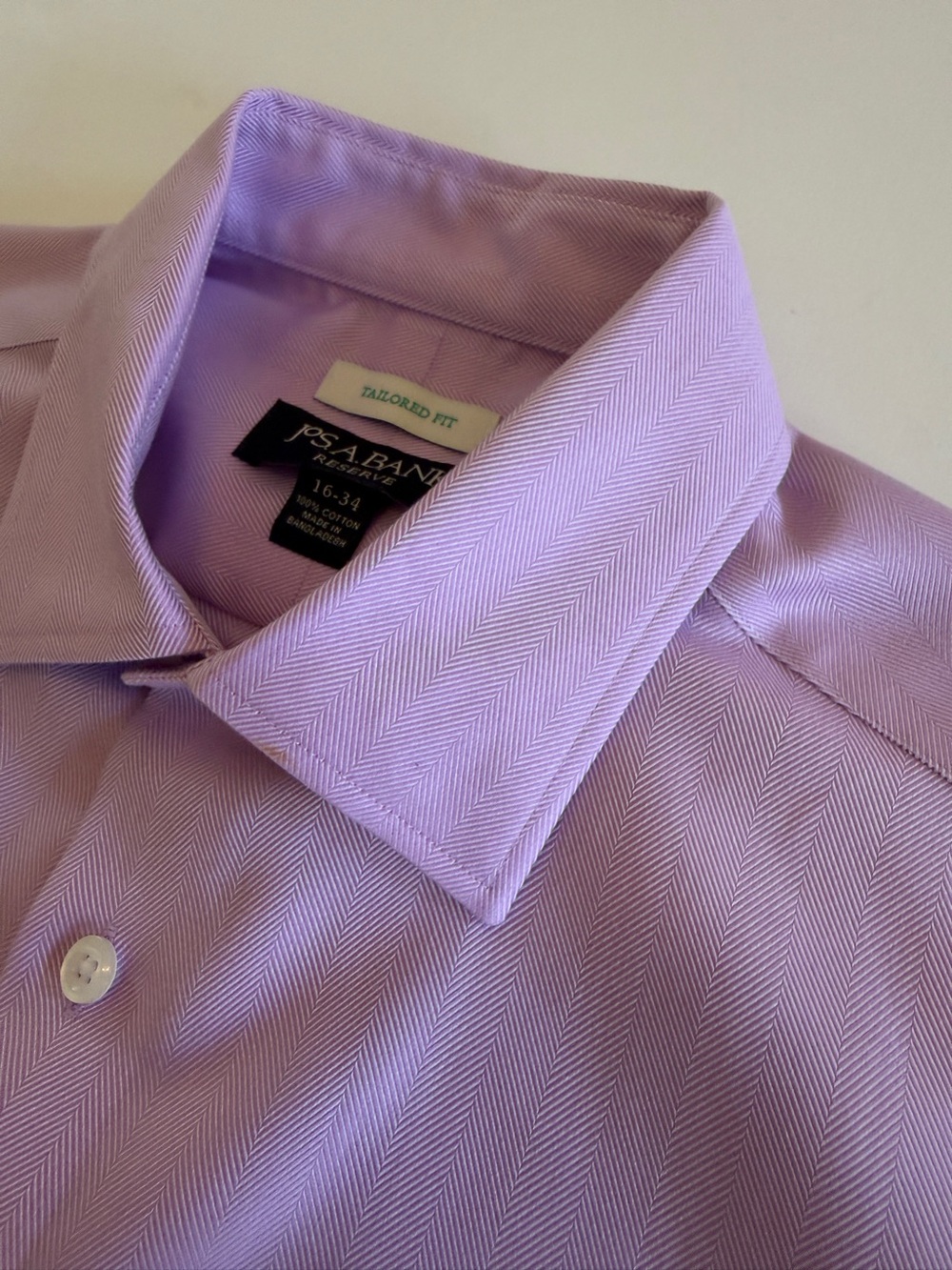 Jos. A. Bank Reserve Men’s Dress Shirt – Lavender Herringbone  – 16/34